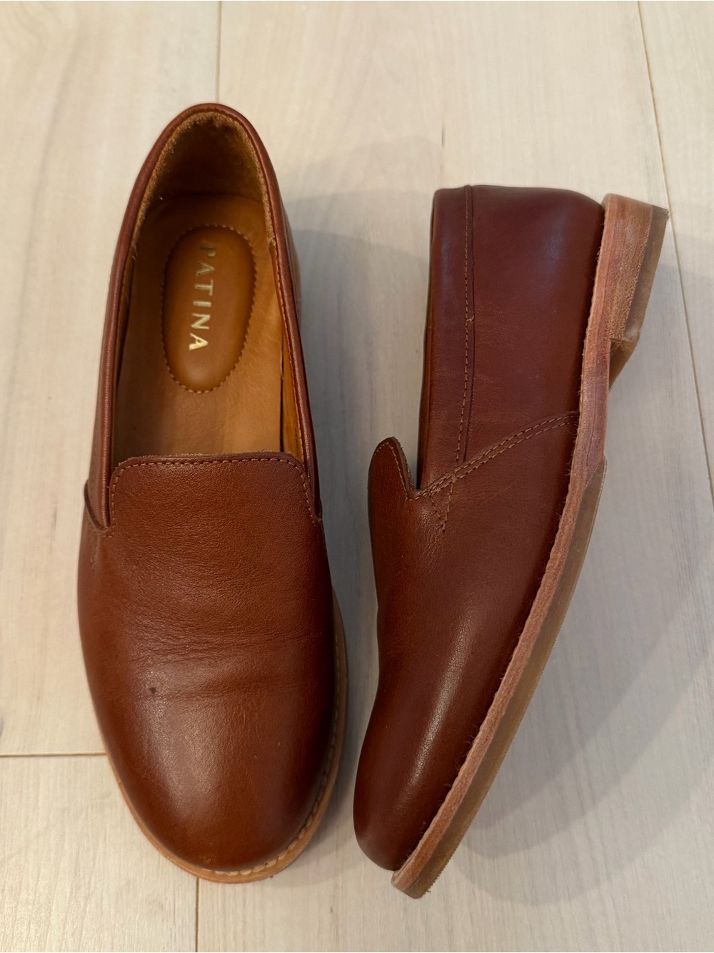 Patina Women's Brown Leather Slip-On Shoes